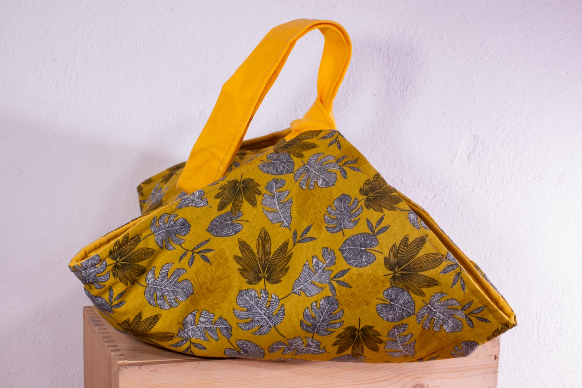 Sac à tarte en tissu recyclé motif jaune