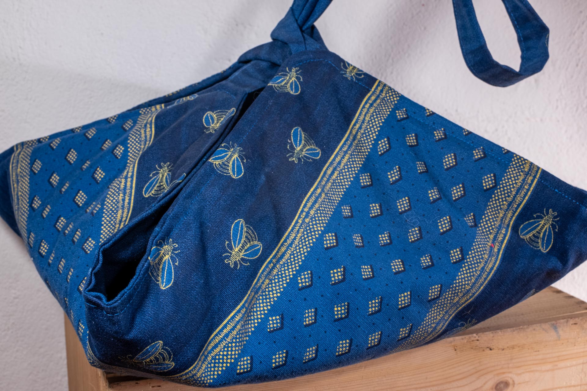 Sac à tarte en tissu recyclé bleu